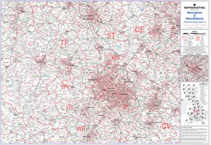 Birmingham and West Midlands Postcode Sector Map Print
