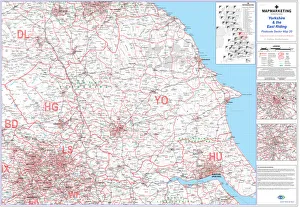 Yorkshire and the East Riding Postcode Sector Map Print
