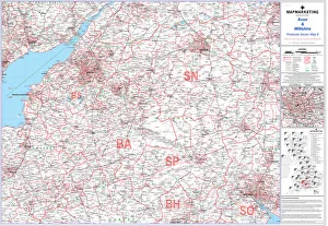 Avon and Wiltshire Postcode Sector Map Print