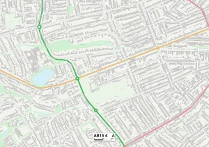 Aberdeen AB15 4 Postcode Sector Print Map