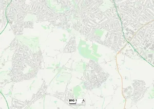 B - Birmingham Prints: Solihull B90 1 Map Print