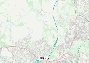 BB - Blackburn Prints: Burnley BB12 0 Postcode Sector Print Map