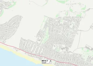 Lewes BN10 7 Postcode Sector Print Map