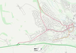 BN - Brighton Prints: Lewes BN7 1 Postcode Sector Print Map