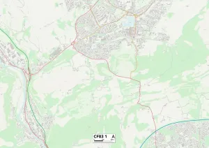 Caerphilly CF83 1 Postcode Sector Print Map