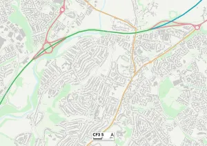Cardiff CF3 5 Print Map Sector