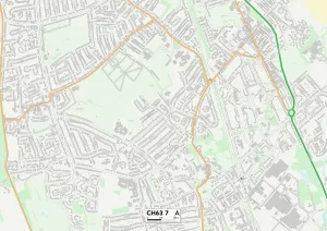 Wirral CH63 7 Postcode Sector Print Map