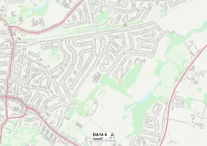 DA - Dartford Prints: Bexley DA14 4 Postcode Sector Print Map