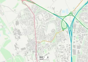 County Durham DH3 1 Postcode Sector Print Map