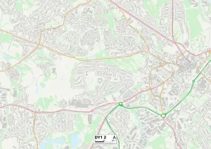 DY - Dudley Prints: Dudley DY1 2 Postcode Sector Print Map