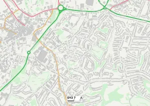 Dudley DY2 7 Postcode Sector Print Map