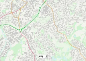DY - Dudley Prints: Dudley DY2 8 Postcode Sector Print Map