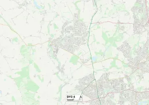 Dudley DY3 4 Postcode Sector Print Map