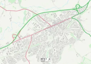 Exeter EX14 1 Postcode Sector Print Map