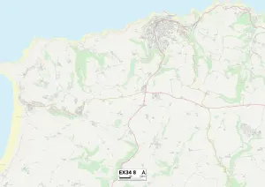 EX - Exeter Prints: Exeter EX34 8 Postcode Sector Print Map