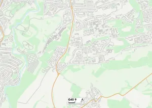 G - Glasgow Prints: Glasgow G45 9 Postcode Sector Print Map