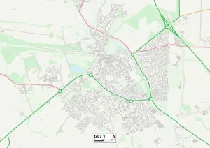 GL - Gloucester Prints: Cotswold GL7 1 Print Map