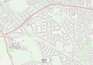 HA - Harrow Prints: Harrow HA3 0 Postcode Sector Print Map