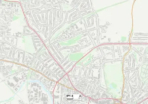 IP - Ipswich Prints: IP1 4 Print Map of Ipswich Postcode Sector