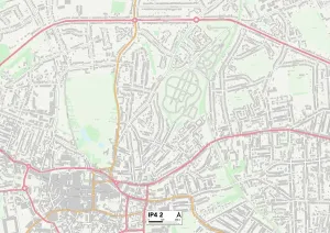 Framed Print : Ipswich IP4 2 Postcode Sector Print Map Framed Print : Ipswich IP4 2 Postcode Sector Print Map