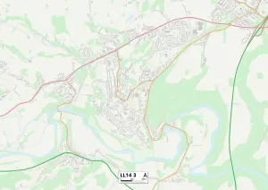 Wrexham LL14 3 Postcode Sector Print Map