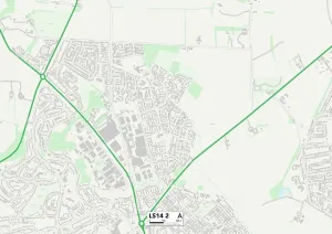 Leeds LS14 2 Postcode Sector Print Map