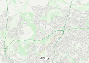 LS - Leeds Prints: Leeds LS17 5 Postcode Sector Print Map