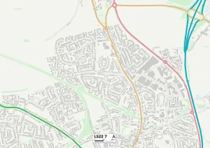 Leeds LS22 7 Postcode Sector Print Map