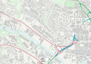 LS - Leeds Prints: Leeds LS3 1 Postcode Sector Print Map