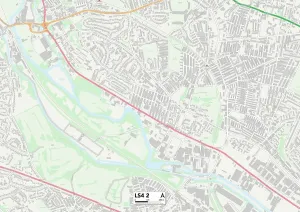 Leeds LS4 2 Postcode Sector Print Map