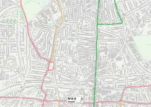 Framed Print : Hackney N16 8 Print Map Postcode Sector Framed Print : Hackney N16 8 Print Map Postcode Sector
