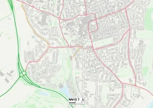 NN - Northampton Prints: Kettering NN15 7 Postcode Sector Print Map