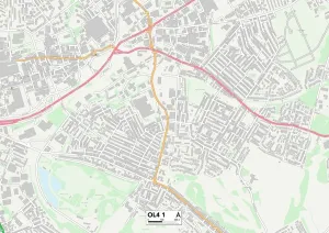 OL - Oldham Prints: Oldham OL4 1 Postcode Sector Print Map