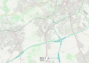 OL - Oldham Prints: Rochdale OL11 3 Postcode Sector Print Map