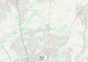 OL - Oldham Prints: OL6 8 Print Map of Tameside Postcode Sector