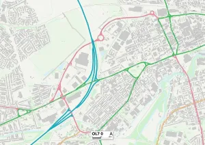 OL - Oldham Prints: Tameside OL7 0 Print Map Sector