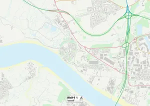 Thurrock RM19 1 Postcode Sector Print Map