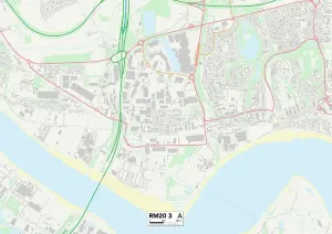 RM - Romford Prints: RM20 3 Print Map of Thurrock Area