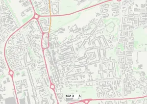 Stevenage SG1 3 Postcode Sector Map Print