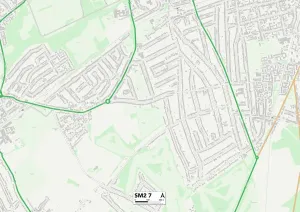 Sutton SM2 7 Postcode Sector Print Map