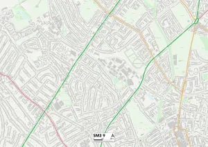 Sutton SM3 9 Postcode Sector Print Map