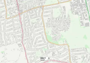 Sutton SM6 9 Postcode Sector Print Map