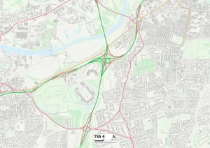 TS - Middlesbrough Prints: Middlesbrough TS5 4 Print Map Postcode Sector