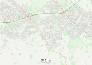 TS - Middlesbrough Prints: Middlesbrough TS8 9 Postcode Sector Print Map