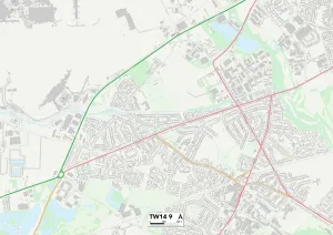 TW - Twickenham Prints: TW14 9 Print Map of Hounslow Postcode Sector