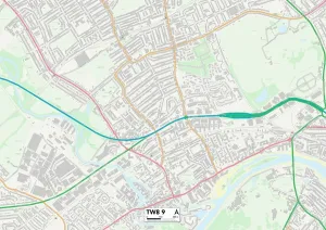 TW8 9 Postcode Sector Print Map of Hounslow