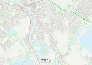 Spelthorne TW18 2 Postcode Sector Print Map
