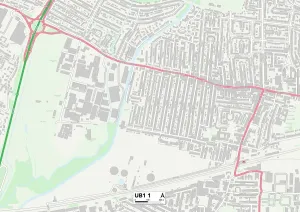 Ealing UB1 1 Postcode Sector Print Map
