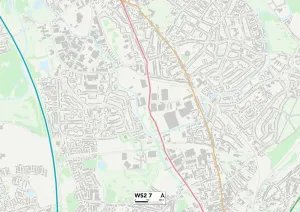 WS - Walsall Prints: Walsall WS2 7 Postcode Sector Print Map