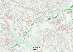 Wolverhampton WV14 0 Print Map Sector